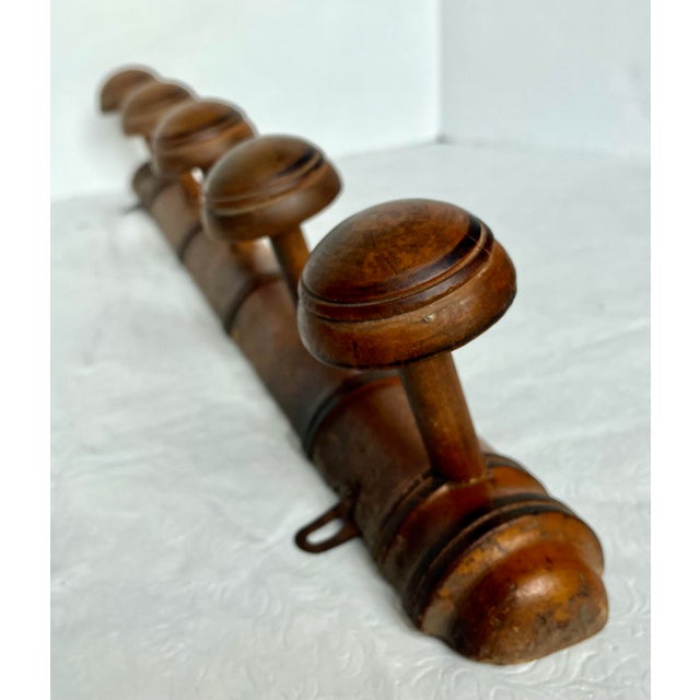 Early 1900s French Faux Bamboo Five Peg Coat/Hat Rack For Sale - Image 4 of 16