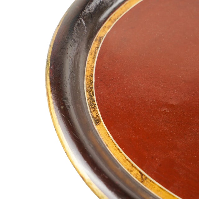 19th Century Continental Oval Tole Tea Tray With Gilt Armorial, 1825-50 For Sale - Image 5 of 10