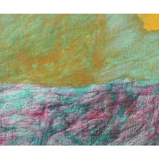 Textile Late 20th Century Pastel Yellow and Lavender Geometric Abstract Painting by C. Jones For Sale - Image 7 of 10