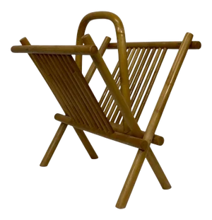 Mid-Century Vintage Handmade Folding Bamboo Magazine Rack