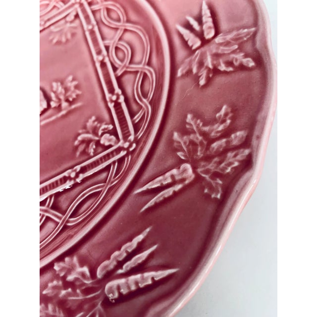 Bordallo Pinheiro Vintage Portuguese 'Bordallo Pinheiro' Majolica Glazed Ceramic Rabbit, Bunny, Easter Springtime Plate For Sale - Image 4 of 13