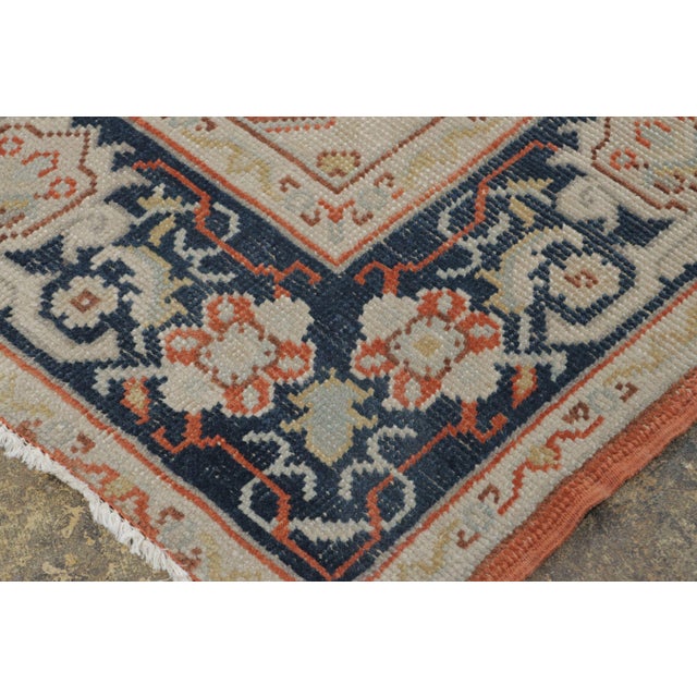 Late 18th Century Antique Persian Heriz Medallion Rug in Orange and Blue Tones - Rug & Kilim For Sale - Image 5 of 7