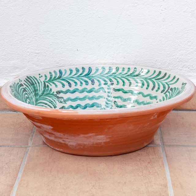 Large Spanish Hand-Painted Revival Lebrillo Ceramic Bowl with Bird from Granada Pottery, 2010s For Sale - Image 4 of 13