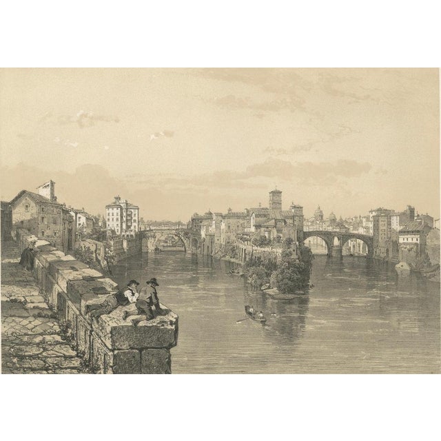 After Bayot, Rome Tiber Island & Ponte Rotto, San Bartolomeo, 1869, Print For Sale - Image 4 of 10