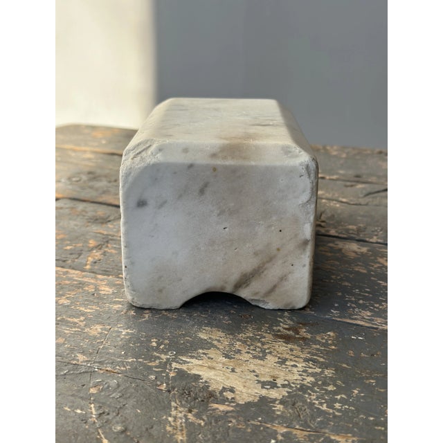White Antique Marble Block Engraved "Park," Circa Early 20th Century For Sale - Image 8 of 11