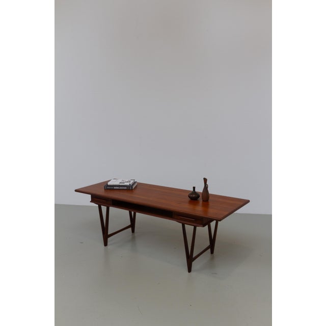 Danish Modern Teak Coffee Table with Drawers and V-Legs by E. W. Bach, 1960s For Sale - Image 10 of 18