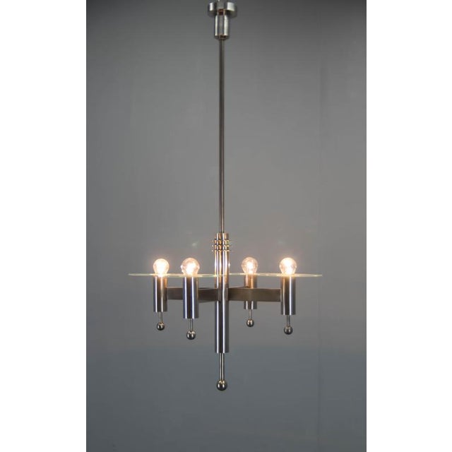 Silver Vintage Nickel-Plated Chandelier, 1920s For Sale - Image 8 of 14