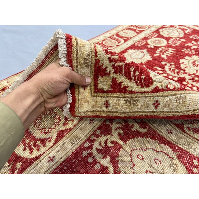 Red & Beige Persian-Style Floral Wool Rug, Natural Dyes, 3'4" X 4'11" For Sale - Image 13 of 16