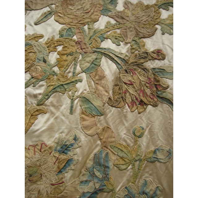 Beige Large Silk Italian Baroque Floral Embroidery From the 1700 Hundreds For Sale - Image 8 of 12