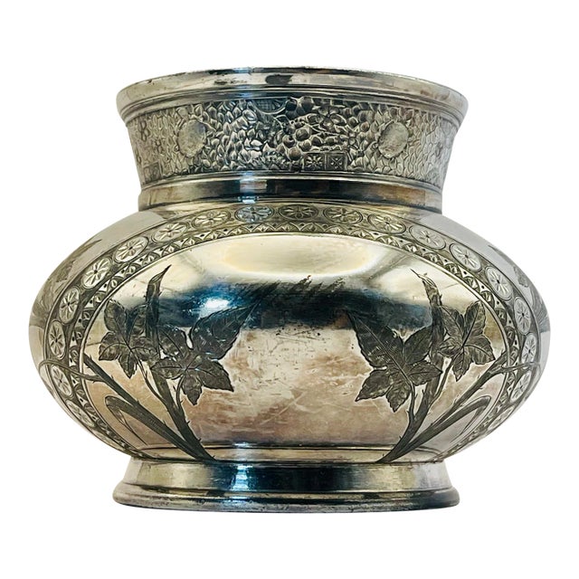 Vintage Silver-Plate Floral Jardiniere For Sale