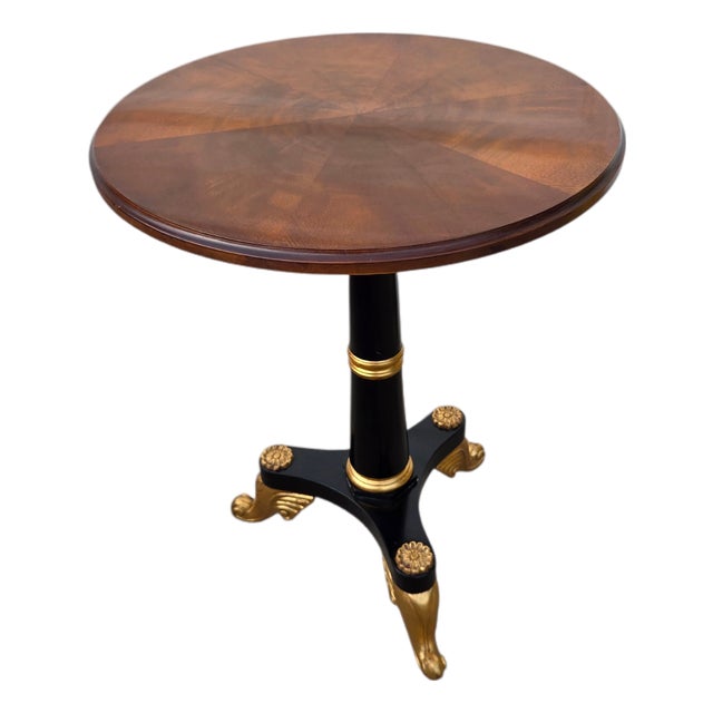 1990s Custom Mahogany French Empire Pedestal Lamp End Table Neoclassical Gold Gilt For Sale