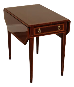 Kindel Federal Style Inlaid Mahogany Drop Leaf Pembroke Side Table