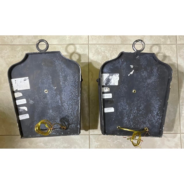 Metal Exceptional Pair of Hand-Forged Iron Wall Lanterns Architectural Sconces For Sale - Image 7 of 17