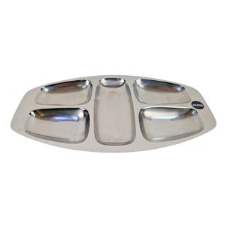 Divided Stainless Steel Tray by Carlo Mazzeri for Alessi, Italy, 1960s For Sale
