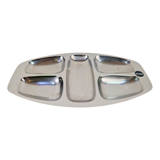 Divided Stainless Steel Tray by Carlo Mazzeri for Alessi, Italy, 1960s For Sale