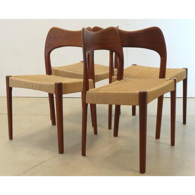 Mid-Century Logster Dining Room Chairs by Arne Hovmand Olsen for Mogens Kold, Set of 4 For Sale - Image 3 of 11