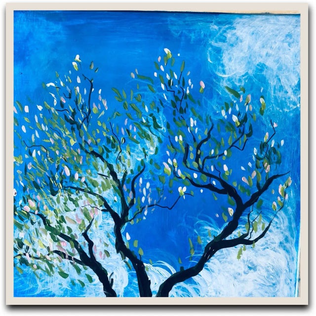 "Magnolia in Spring 2" Framed Contemporary Botanical Acrylic Painting For Sale - Image 6 of 6