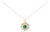 14K Yellow Gold Plated Silver Lab Grown Emerald and Diamond Sunburst Medallion Pendant Necklace For Sale