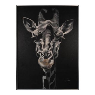 "Monochrome Majesty" Contemporary Wildlife Painting by Edison Byarugaba, Framed For Sale