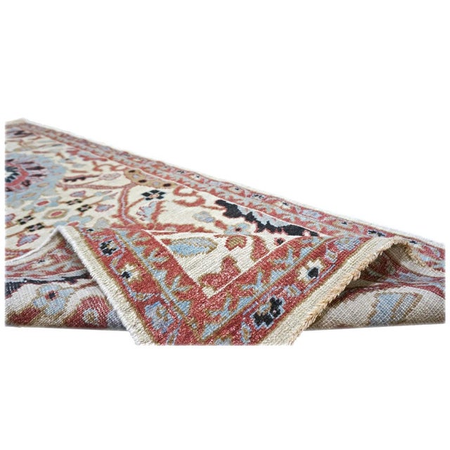 Early 21st Century Afghan Sultanabad Wool 3x7 Blue, Ivory & Rust Handmade Area Rug #1143663 For Sale - Image 5 of 6
