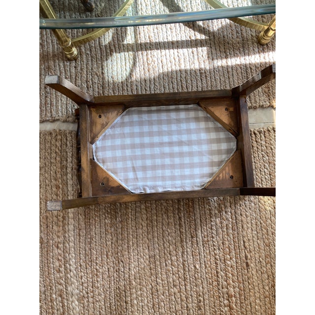 1980s Vintage Oak Footstool Scalamandre Leopardo For Sale - Image 4 of 9