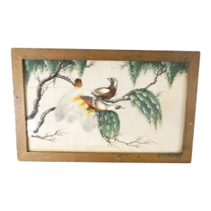 19th or 20th Century Chinese Chinoiserie Export Watercolor Painting of Birds of Paradise