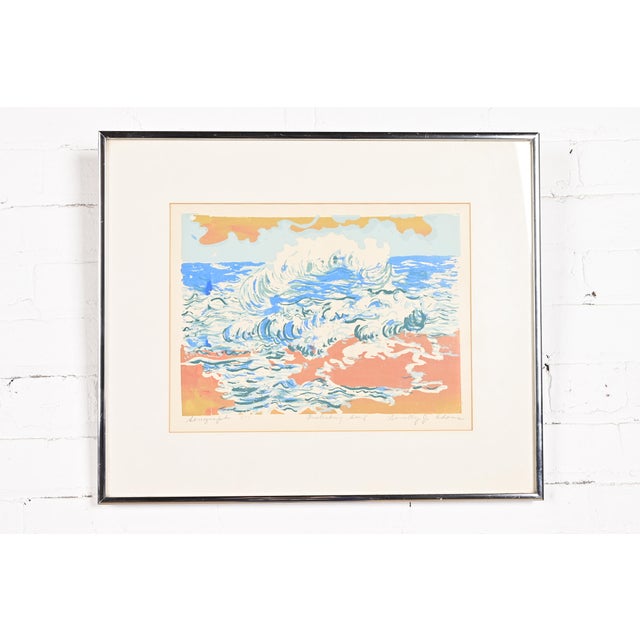 Dorothy J. Adams Original Signed "Frolicking Surf" Framed Serigraph For Sale - Image 10 of 10