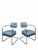 Art Deco Cantilever Chairs Attributed to Kem Weber Newly Upholstered in Holly Hunt Teal Metallic Full Grain Leather with...