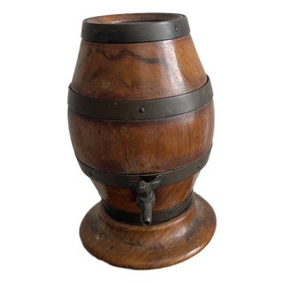 Antique English Treen Barrel String Box For Sale
