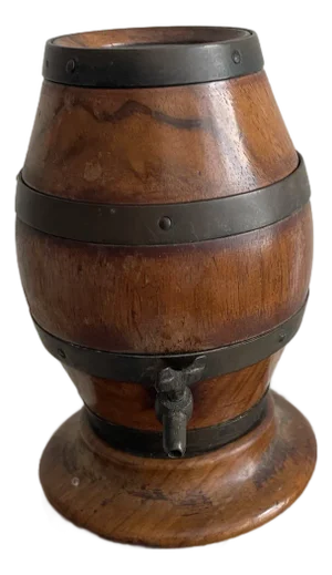 Antique English Treen Barrel String Box