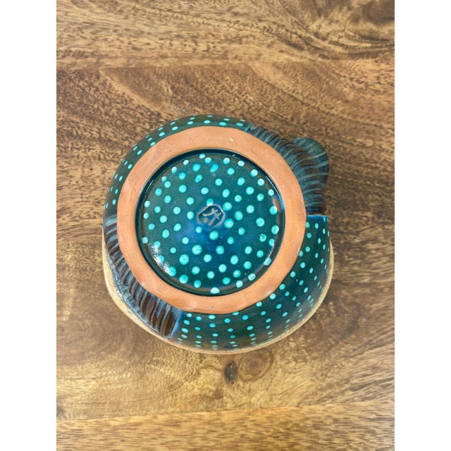Late 20th Century Vintage Studio Pottery Pouring Bowl in Cobalt Blue and Turquoise Glaze For Sale - Image 5 of 10