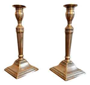 Antique Victorian Brass Candlesticks, 1880s, Set of 2