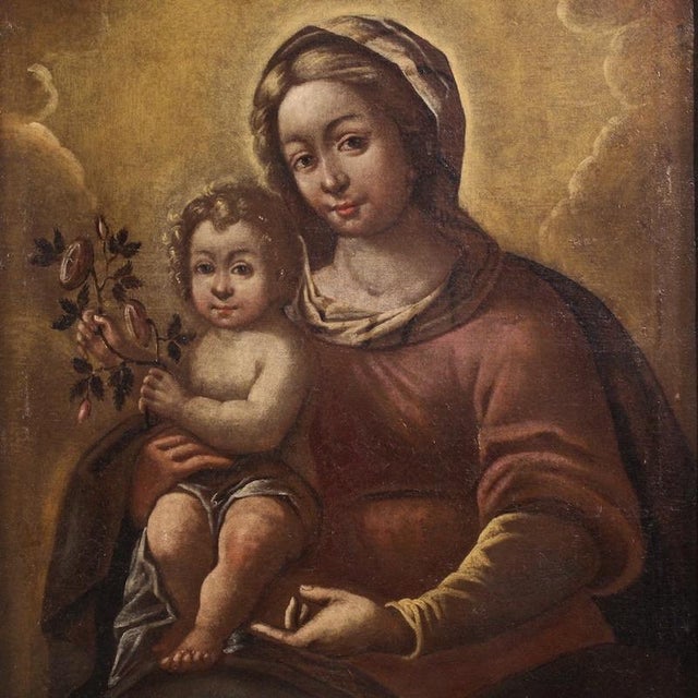 Italian Artist, Madonna and Child, 17th Century, Oil Painting on Canvas, Framed For Sale - Image 3 of 16