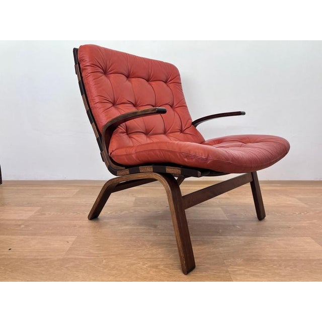 Mid-Century Danish Bentwood and Leather Armchair attributed to Farstrup, 1970s For Sale - Image 4 of 8