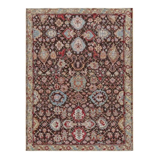 Rug & Kilim’s Caucasian Tribal Style Rug in Brown With Polychrome Floral Pattern For Sale