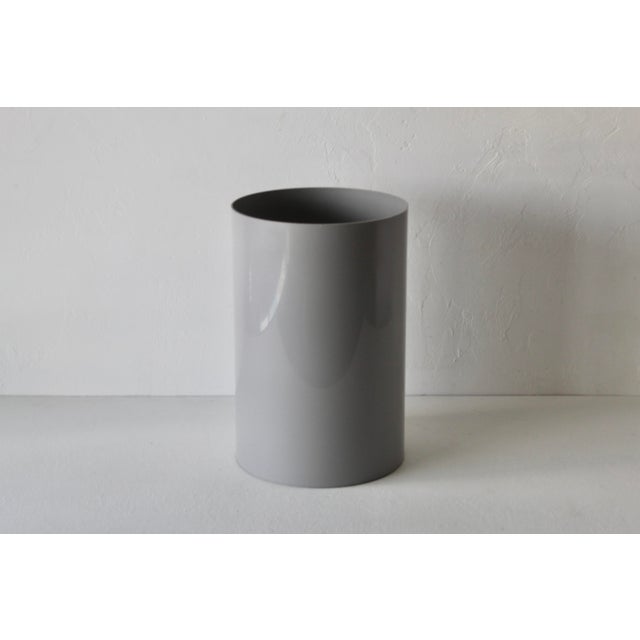 Kartell Tall Cylindrical Gray Wastebasket Vintage. Fabulous vintage wastebasket. In good vintage condition with some wear...