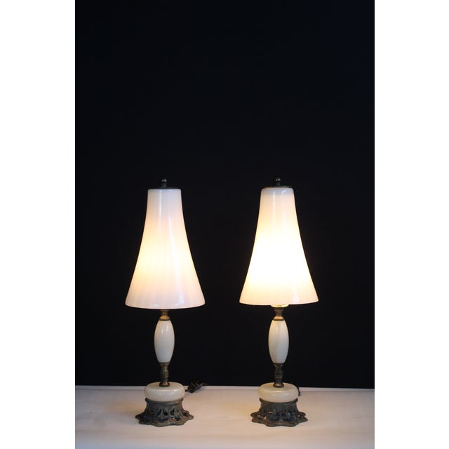 Glass Petite Pair of Petite Maison Charles Style Boudoir Lamps For Sale - Image 7 of 15