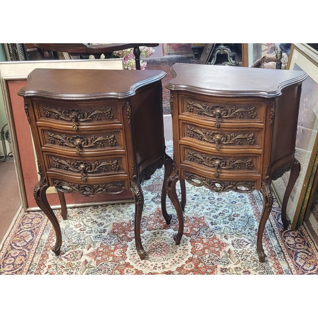 1920s Pair 1920s Swan Leg Carved End Tables For Sale - Image 5 of 15