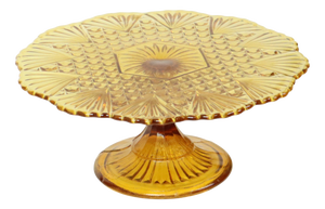 Art Deco Amber Cake Stand in Depression Glass