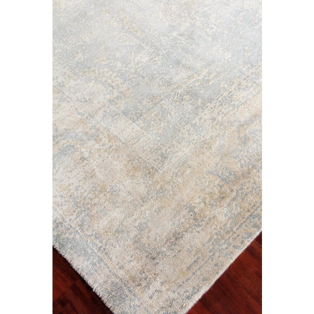 Wood Newport Navy Blue Hand loom Bamboo/Silk Area Rug - 8'x10' For Sale - Image 7 of 8