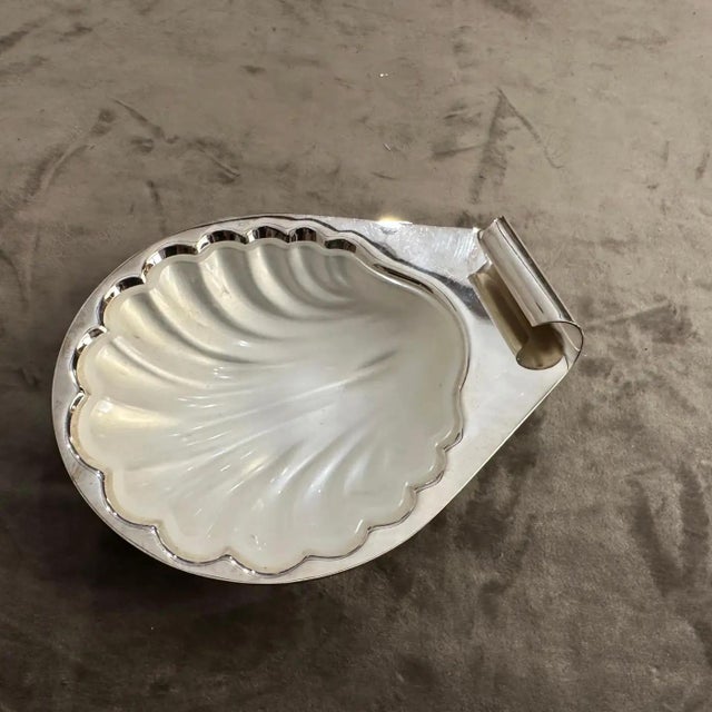 1990s Modern Silver Plated and Glass Shell Plate by Lino Sabattini For Sale - Image 9 of 9