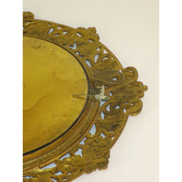 Late 19th Century Beveled Glass Mirror Gold Gilt Pierced Antique Aesthetic Movement, Victorian Table Wall Gilded Cast Iron Reticulated For Sale - Image 15 of 15