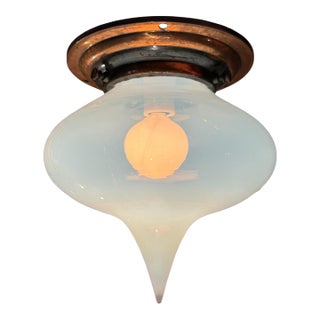 Late 19th/Early 20th Century French Art Nouveau Opaline Flushmount Fixture For Sale