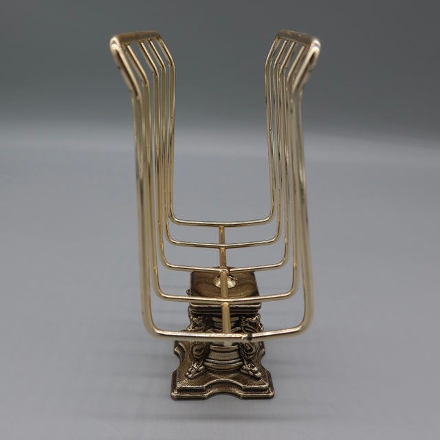 Vintage Brass Letter Rack With Ornate Cast Pedestal Base — Victorian Style For Sale - Image 4 of 7