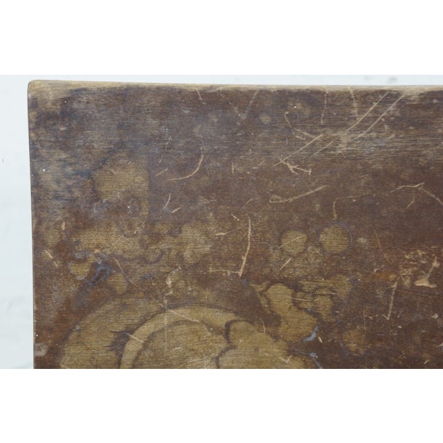 Antique Primitive Early American Oak Footstool Step Stool Rest Ottoman 16" For Sale - Image 11 of 14