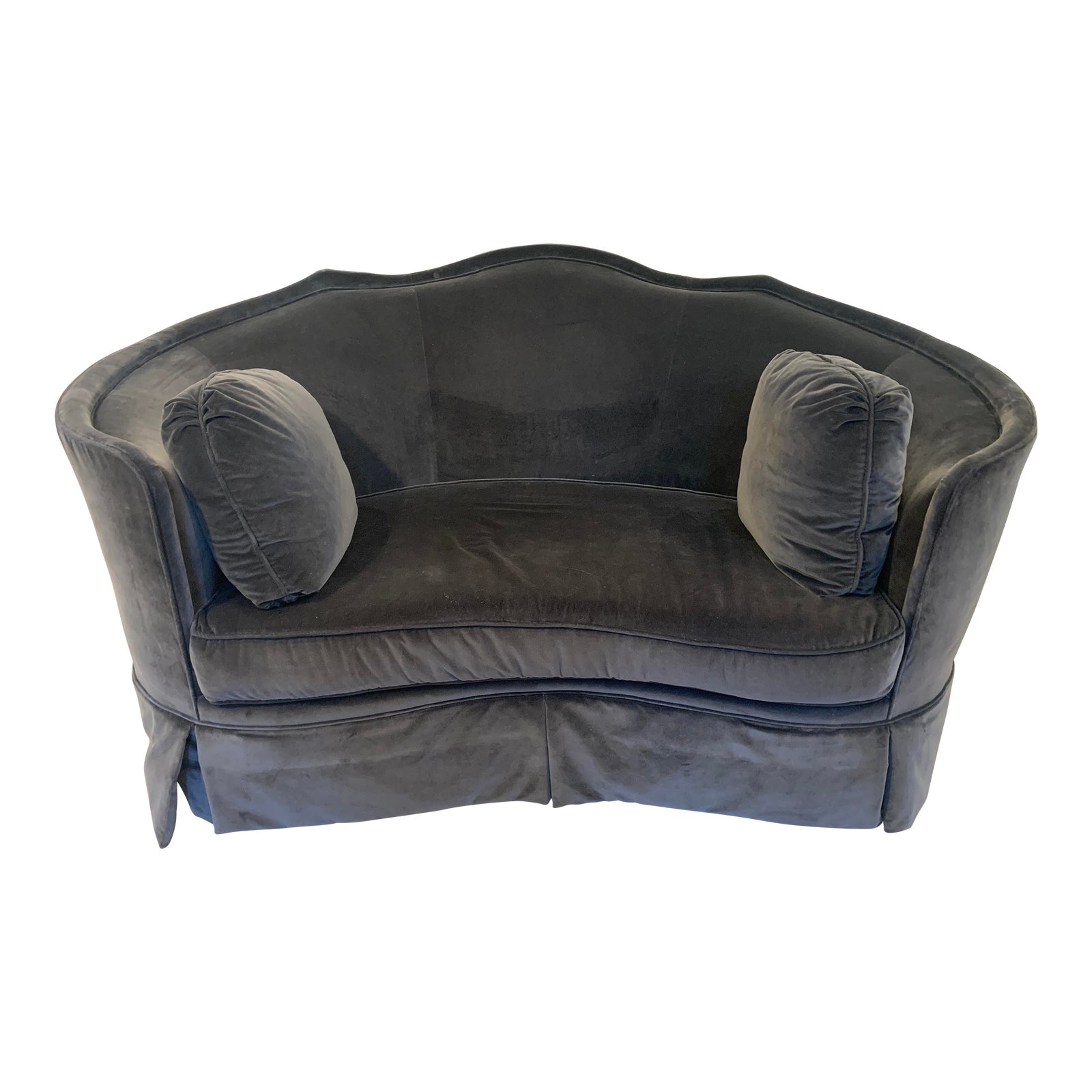 MidCentury Gray Velvet Loveseat with Cushions Chairish