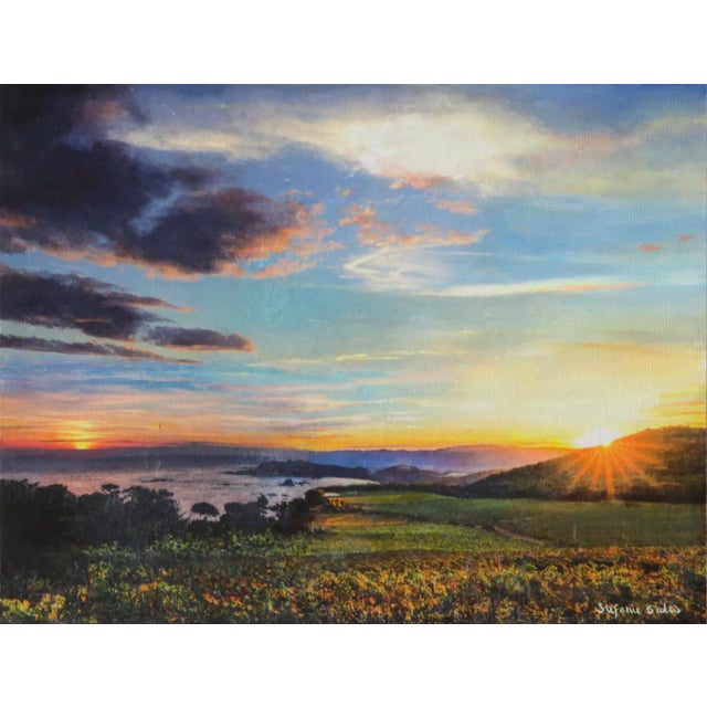 Impressionist Acrylic & Ink on Wood Landscape Painting, "The Peace We Seek" For Sale