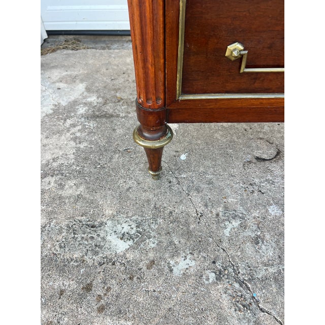 French 19th Century Louis XVI Mahogany Carrara Marble Top Chest of Drawers For Sale - Image 4 of 12