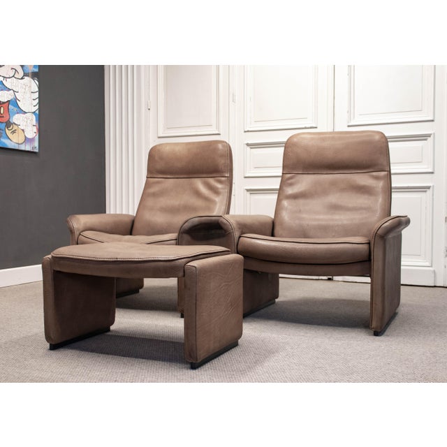 Animal Skin Lounge Chairs with Ottoman from de Sede, Switzerland, 1960s, Set of 3 For Sale - Image 7 of 16