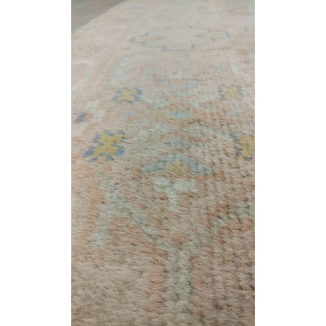 Antique Oushak Carpet, Oriental Rug, Handmade Pale Green, Soft Pink and Ivory For Sale - Image 4 of 18
